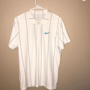 White and Blue Striped Nike Polo
